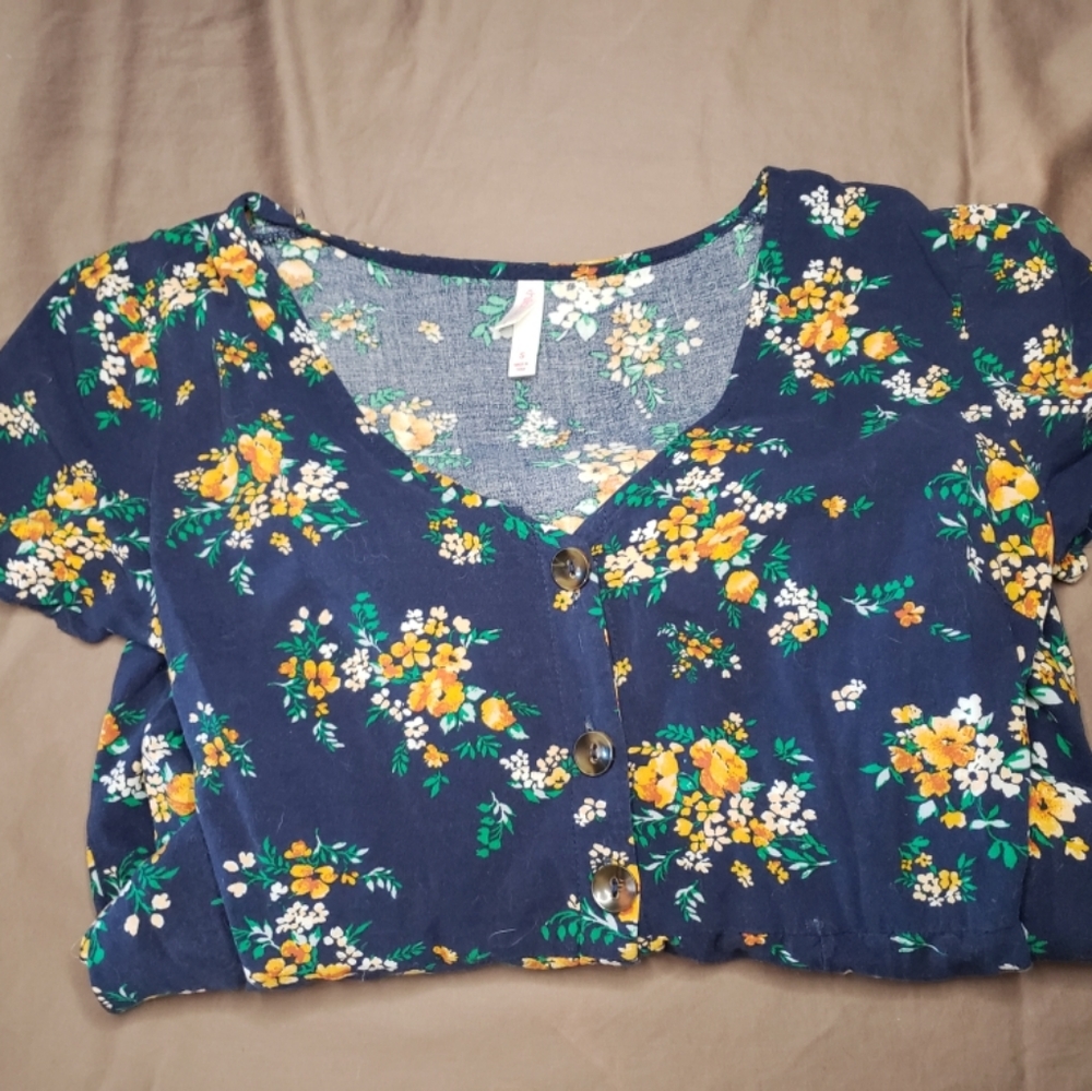 Xhilaration blue floral jumpsuit
